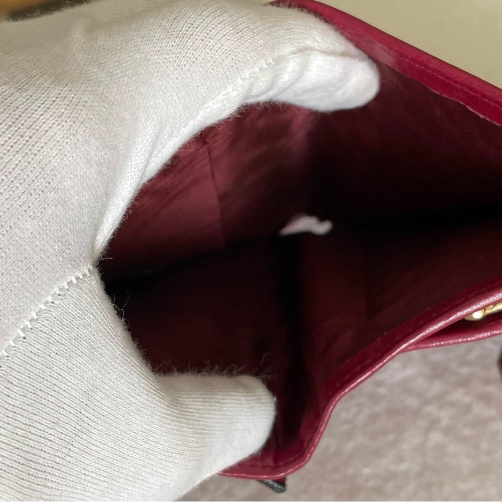 Celine Authentic Vintage Cranberry Leather Compact Wallet - Picture 10 of 15